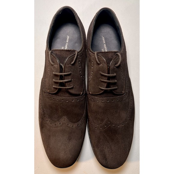 John Varvatos Luxe Shoes Mens Size 11.5 Brown Suede Wingtip Oxford Dress USA - Picture 3 of 10